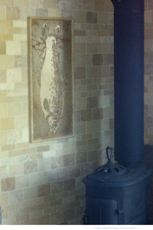 Artist Jamie Santaniello
Citrus Limona Tile Line / Trout Mural / Hand Carved Jerusalem Stone Slab.   Surrounding field tiles mixture of Jerusalem and Crema Luna stones. 
Lake Arrowhead, CA
jamiesantaniello.com
Copyright©JS2008