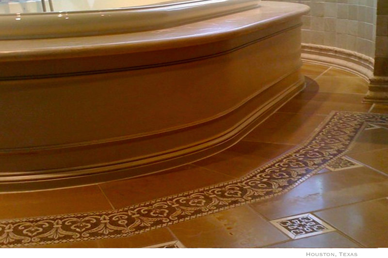 Artist Jamie Santaniello
Houston, Texas
Hand carved calacutta borders and dots - floor border tub surround.
jamiesantaniello.com
Copyright©JS2013
