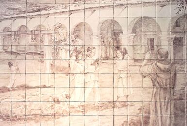 Close-up detail of the ceramic under drawing 