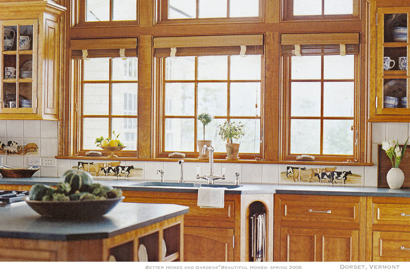 Artist Jamie Santaniello BEAUTIFUL HOMES   Spring 2006   Better Homes and Gardens   Article “Into the Woods” Pages 30-31       
Shows Artists Pennsylvania Farm Tiles.
jamiesantaniello.com
Copyright©JS1998
